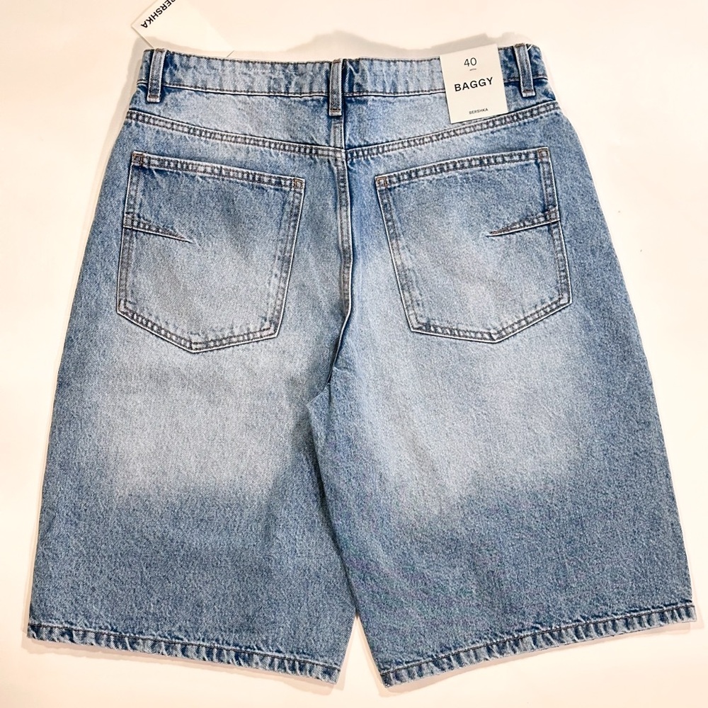 Bershka Light Blue Denim Baggy Bermuda Shorts 31 - Picture 10 of 10